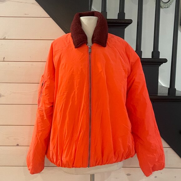 033 Free People Outpost Bomber Jacket-Cherry Tomato Combo NWT Size Large - Picture 6 of 11